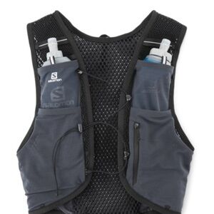 Salomon Black Running Vest with unopened/unused water bottles